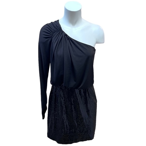 Laundry by Shelli Segal One Shoulder Sequin Dress Size 4 - Picture 2 of 11